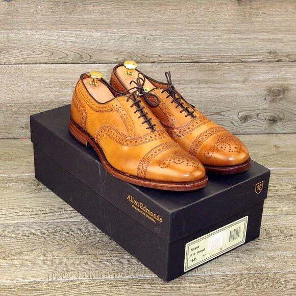 * NIB * $395 Allen Edmonds STRAND Oxford 9 D Walnut * add $15 new Trees - Picture 12 of 13